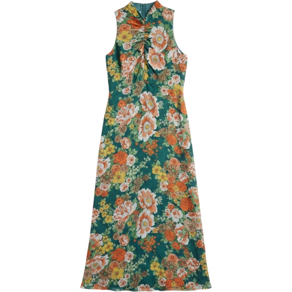VTG 70s Honolulu Floral Halter Dress Retro Groovy Colorful Sz 8 READ